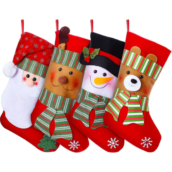 4 kappaletta Ings 15\" Lar Man Santa Reindeer Hanging Socks C Treat Bag