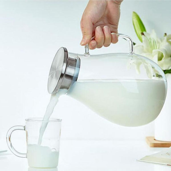 Glas Vandkande Koldt Vand Kedel Te Kande Kreativitet Glas Vandkande Med Træ Dæksel 1500ml H