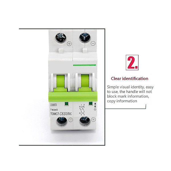 Dc550v Solcelle Pv Afbryder 2p 63a Mini Afbryder Til Pv System Kortslutningsbeskytter