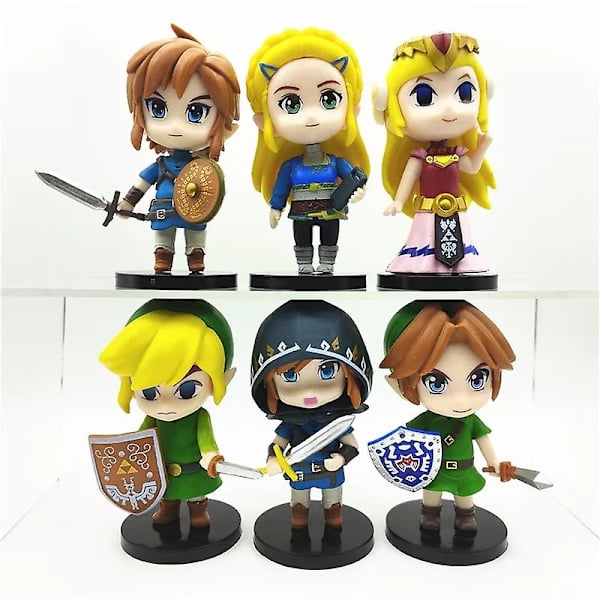 The Legend of Zelda 6 stk./sæt 10cm Q Version Link Prinsesse Zelda Figur Spil Dekoration Anime Ornament Model Samling Dukker