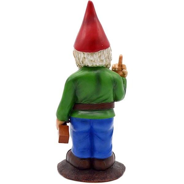 Middelfinger hagegnom - Gnomes Go Away Statue Funny Gar