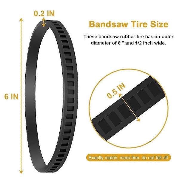 2-pack 650721-00 Bandsågsdäck Bälte Bandsåg Gummiband Däck Bälte Kompatibel med 514002079 A02807 DCS3