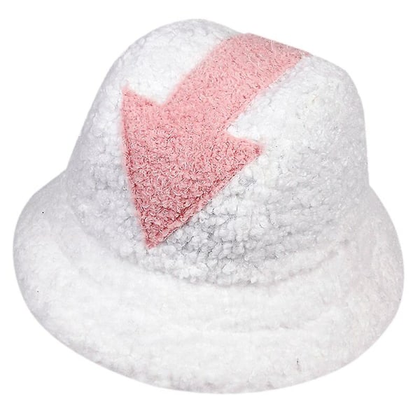 Appa-ämpärihattu, lampaanvillahattu, talvinen lämmin kalastuslakki, tekoturkisnuoli-symbolilla painettu ämpärihattu, miehille ja naisille, trendikäs litteä lippalakki white pink