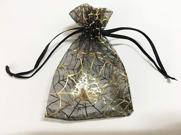 100 st Organza Påsar Pullable Svart Spindelnät Förpackningspåsar