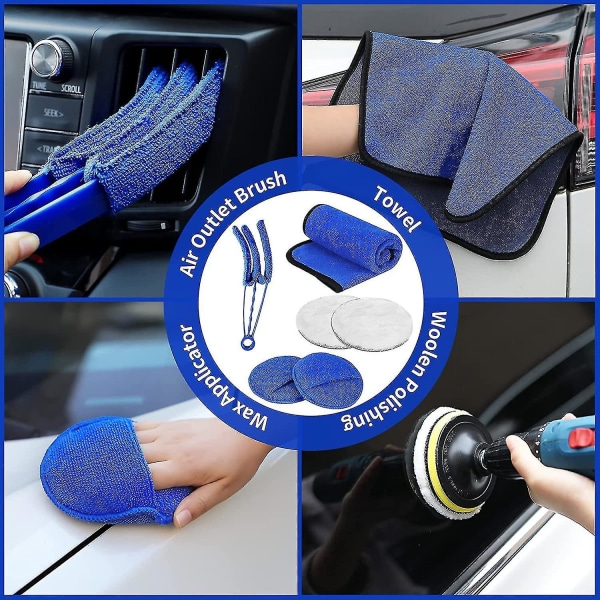 30 stk. Bilpleje Børste Sæt, Bilpleje Børste Kit, Auto Detailing Borbørste Sæt, Bil Poleringssvamp Puder Kit, Bil Rengøringsværktøjer Kit, Bil Tilbehør