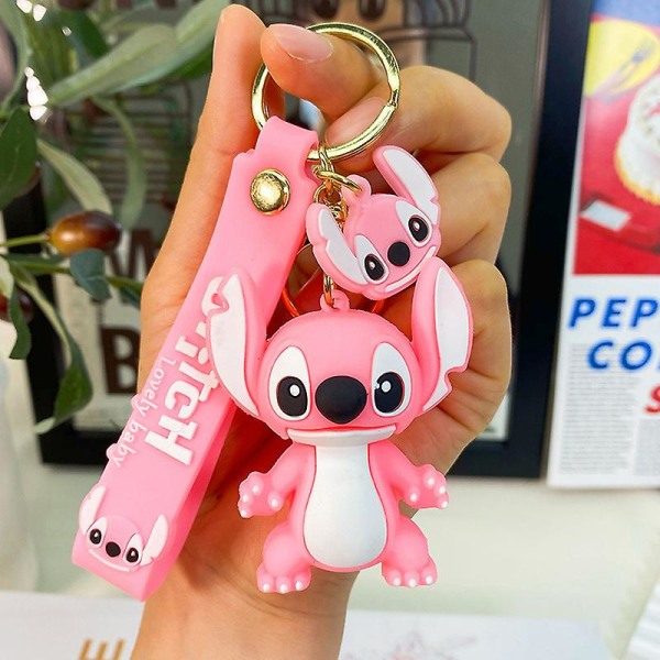 Anime Stitch Nøkkelring Søt Dukke Nøkkelring Mote Par Bag Ornament Pink