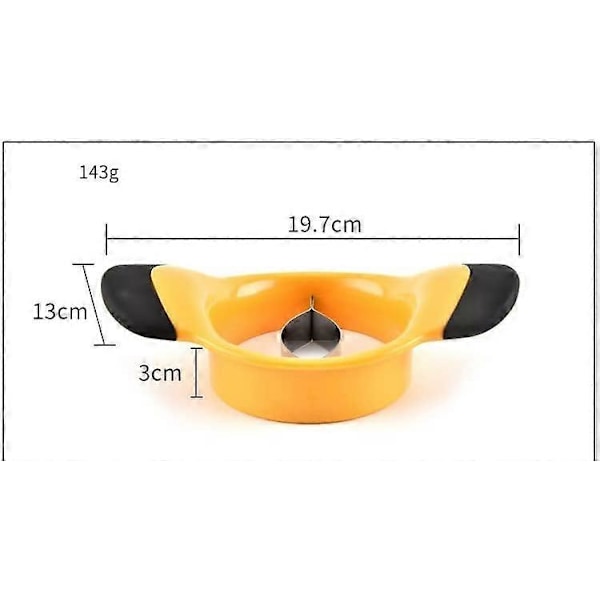 Mango Splitter, Mango Cutter, Rustfrit Stål Mango Slicer, med Bløde Håndtag, Bærbar, Gul
