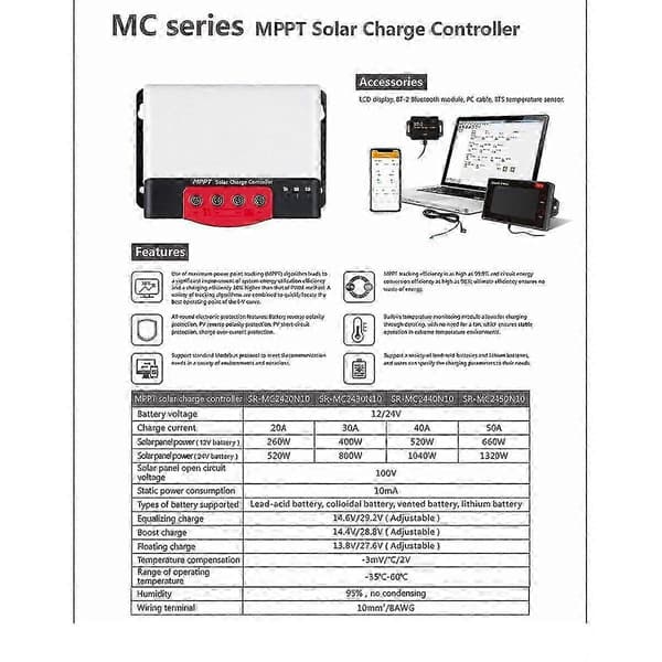 BT-2 Bluetooth-kommunikasjonsmodul for solcellekontroller og smarttelefon