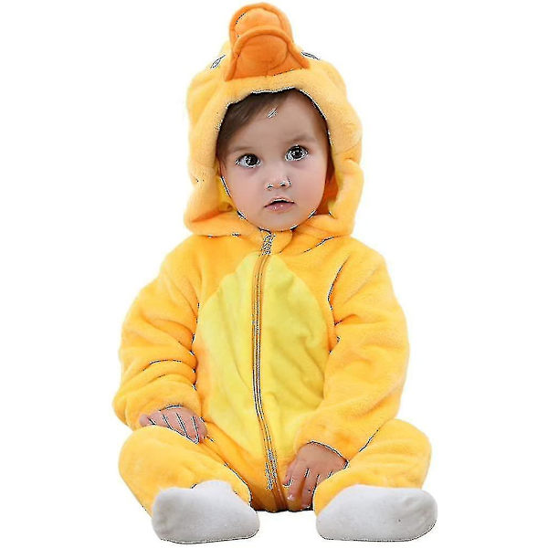 Unisex Djurdräkt Vinter Höst Flanell Huvtröja Romper F Duck 80CM