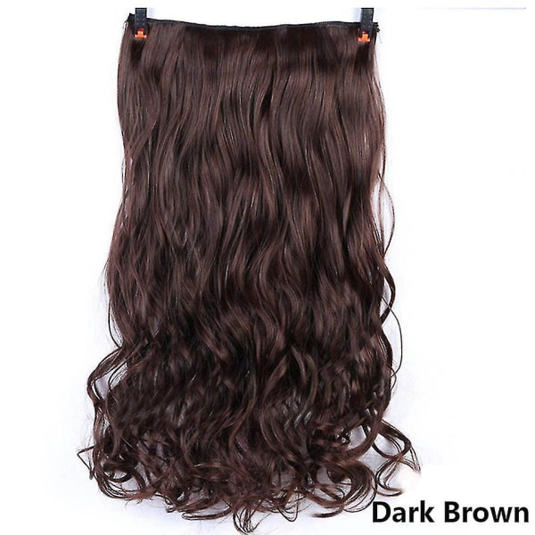 Shangke Syntetisk 100 cm lang krøllet bølget hårspænde i hårforlængelse Varmebestandigt naturligt hårstykke sort brun til kvinder Dark Brown 50CM