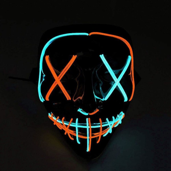 Light Up Mask LED Mask EL Wire Scary Mask Halloween Festival osaan half blue half orange