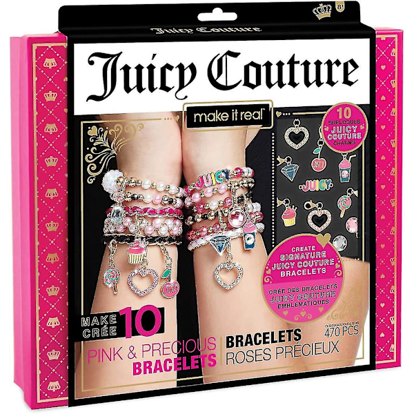 - Juicy Couture Rosa och Värdefulla Armband - DIY Charm Armband Kit med Pärlor för Tween Smyckestillverkning - Smyckestillverkningskit för Flickor