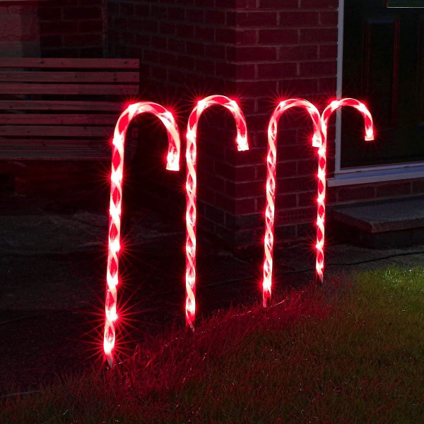 Candy Cane Utendørs Landskapslys, 5 Pakke 40 Varme Leds Lystede Julebane Strengelys