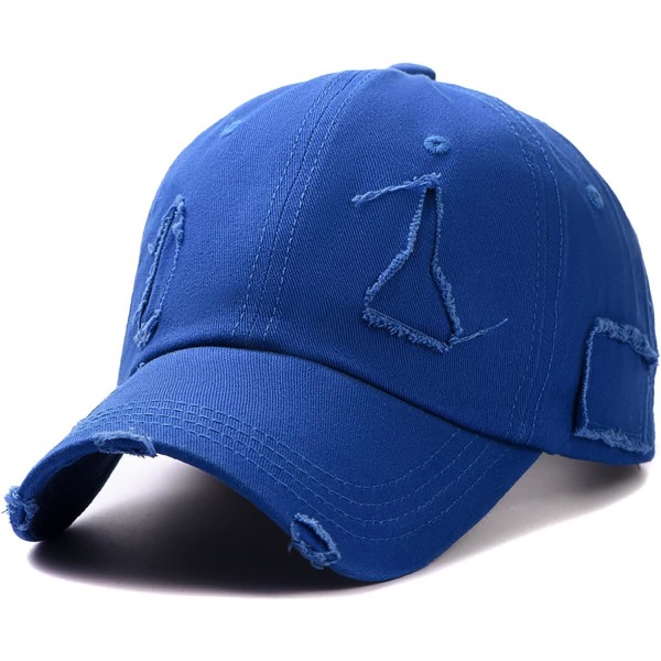 Vintage distressed vasket baseball cap herre kvinner justerbar lastebil lue golf far lue (blå) sapphire