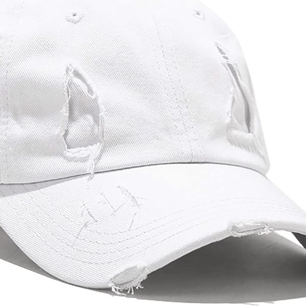 Vintage Distressed Washed Baseball Cap Mænd Kvinder Justerbar Trucker Hat Golf Dad Hat (Hvid) White
