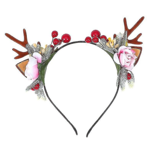 1 kpl Christmas Antler -hiusnauha kukkahiuksilla Muoti-päähine Juhlapäähineet tytöille lapsille (kuvio 4)