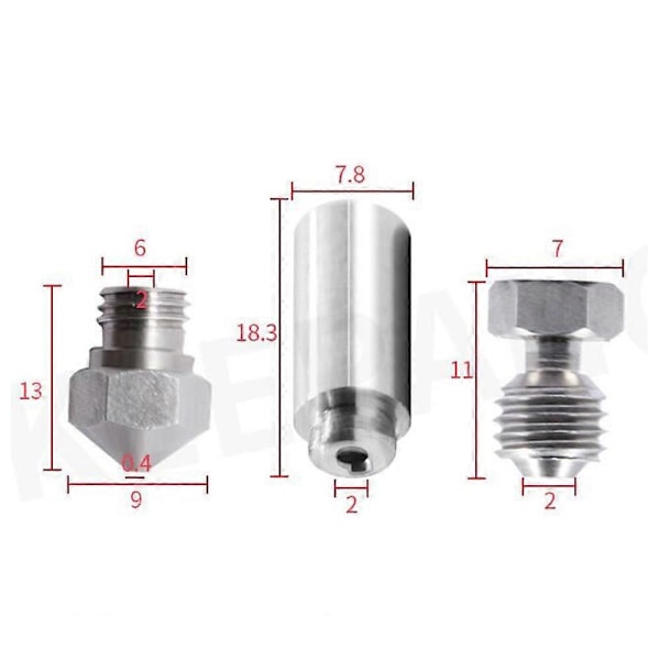 1Set MK10 Helt Metall Hotend Kit 0.4Mm MK10 Munstycke Termisk Barriär Halsrör för &I3 Kontakt för 3D-skrivare