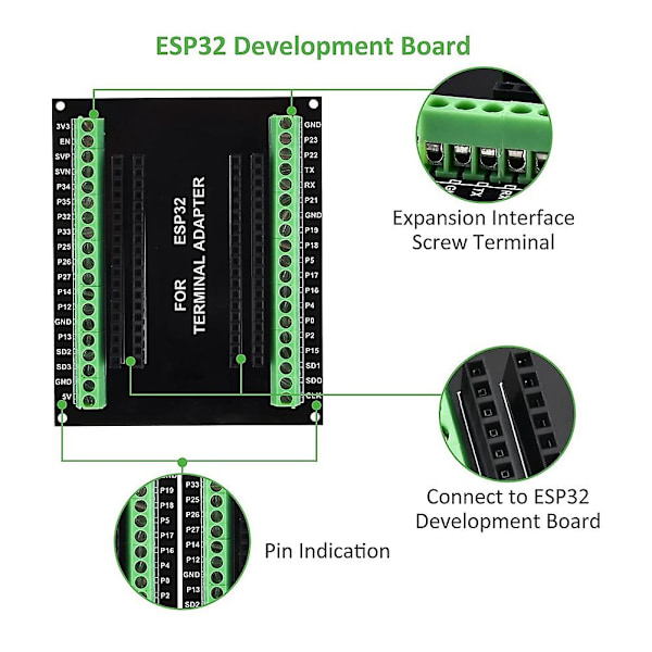 Esp32 Breakout-kort Gpio 1 till 2 Kompatibel med Nodemcu-32s Lua 38pin Gpio Expansionskort