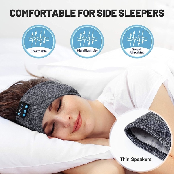 Trådlösa sömnhörlurar, Bluetooth Sports Headband-hörlurar, Ultratunna HD-stereohögtalare, perfekt för sömn, träning, jogging, yoga, sömnlöshet