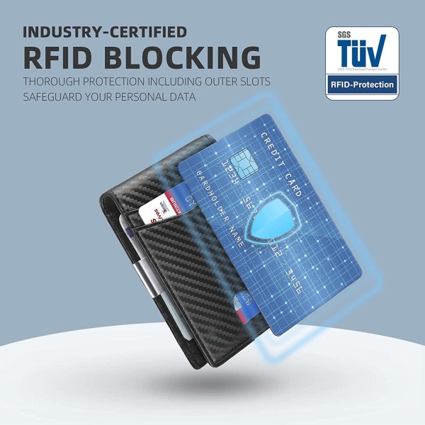 Pung til mænd Slank Større kapacitet med 12 pladser RFID-blokerende mænds tegnebog Minimalistisk Forlomme Bifold Læder med ID