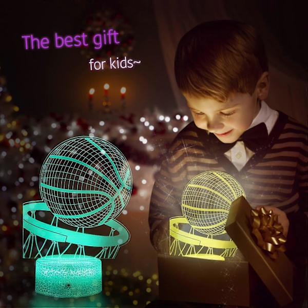 Basketboll Nattlampa, 3D Illusion LED-lampa, 16 Färger Dimbar med Fjärrkontroll Smart Touch, Bästa Jul- och Födelsedagspresent för 3, 4, 5, 6, 7, 8 År