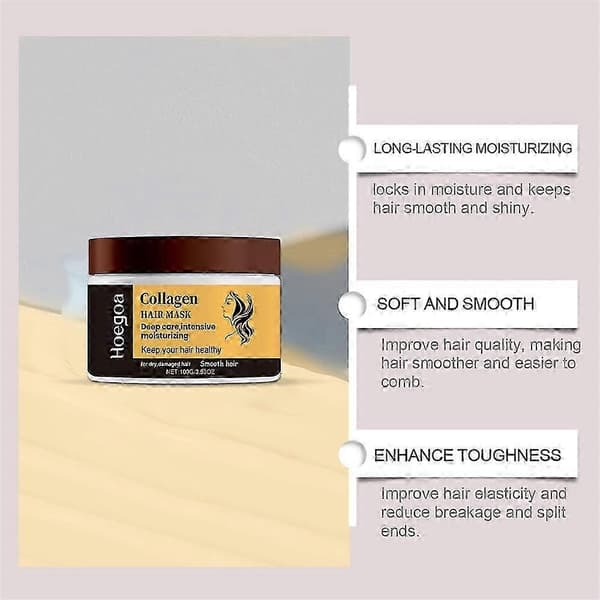 HOEGOA Collagen Dyb Hårmaske til Kruskontrol og Blødt, Håndterbart Hår 2Pcs