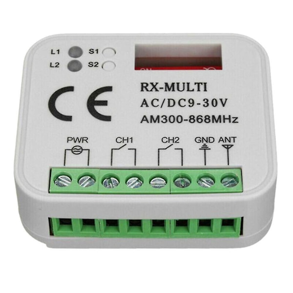 Garasjeport fjernkontroll mottaker 433 868mhz Rx Multi 300-900mhz Ac/dc 9-30v mottaker med fjernkontroll