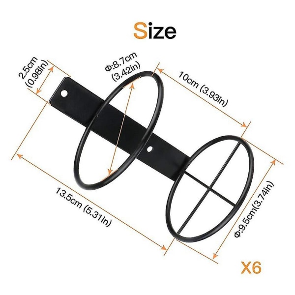Vinkjellerveggmontert, 6-pakks veggmontert vinstativ, metallvin