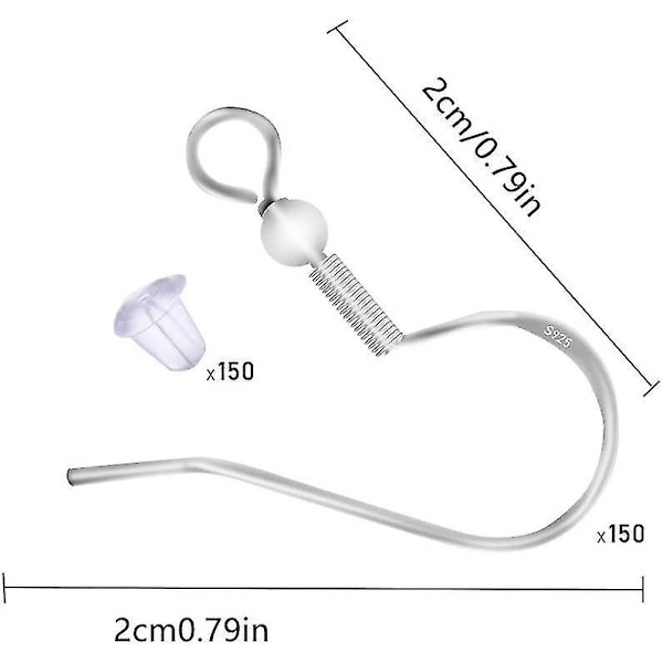 100 stk. 925 Sterling Sølv Ørekrog, Ørestikker Fund Hypoallergen