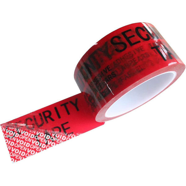 1 rulle 100% Total Transfer Tamper Evident Security Tape, - Rød, 5cm X 50m X 2 Mil, Security Tape