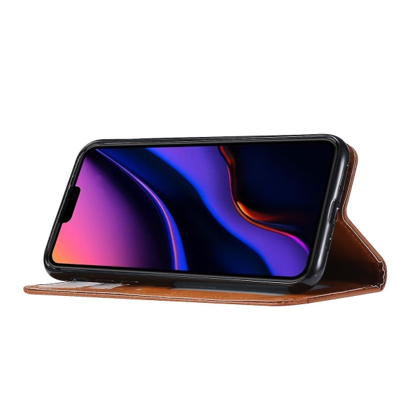 Magnetisk case i 3d Rhombus Läder kompatibel med Samsung Galaxy S23 Ultra/s23 Plus/s23 med kortplats Brown S23