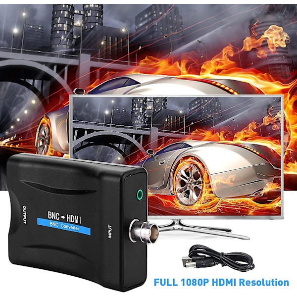 BNC til HDMI Konverter Display HD 1080P/720P Video Adapter Overvågningsmonitor Kompatibel Video Display Adapter TV Kamera