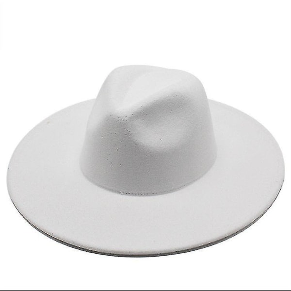Lämmin talvi Klassinen leveälierinen Fedora-hattu Musta Valkoinen Villahatut Miesten Naisten Murskattava talvihattu White