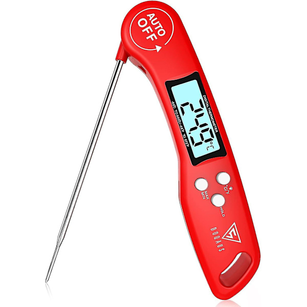 DOQAUS digitalt kjøtttermometer, 3 sekunders øyeblikkelig avlesning matlagingstermometer, sammenleggbar sonde grilltermometer med høy nøyaktighet, bakgrunnsbelyst LCD-skjerm, automatisk