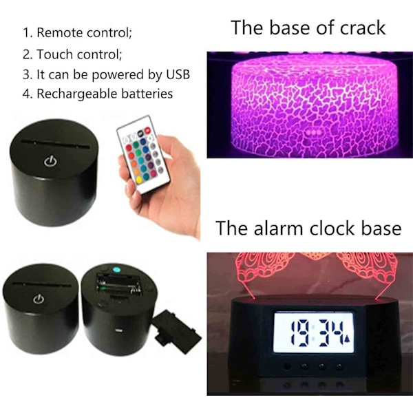 Wekity Fnaf 3d optisk illusionslampa, Five Night At Fre-ddy's lampa söt nattlampa fjärrkontroll 7 färger byter sovrumsdekor för barn pojke
