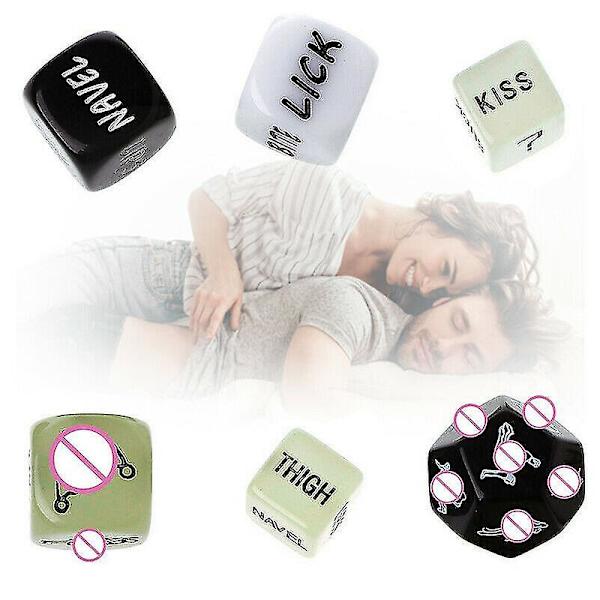 4/6 st Kärleks Tärningar för Par, Glow-in-the-Dark, Roliga Tärningar, Positionstärningar, Kärleksspel, Leksak 6PCS
