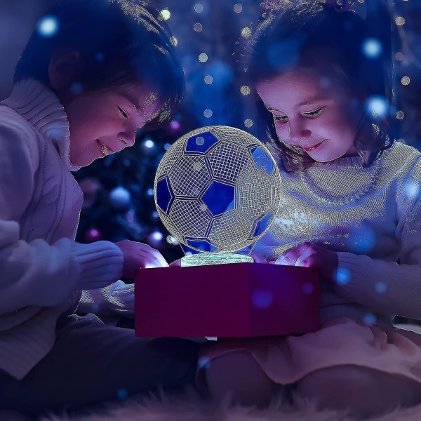 Fotbollsnattlampa, 3d LED optisk illusionsljus Barn Nattlampa, Fotbollsillusion Natt Effekt Sovrum Sängbord