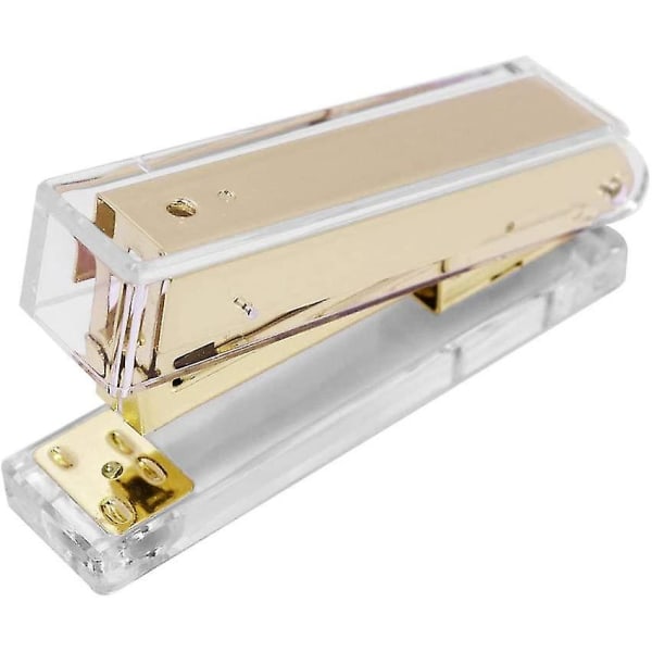 Clear Gold Acrylic Stapler Desktop Accessory For Standard Staples