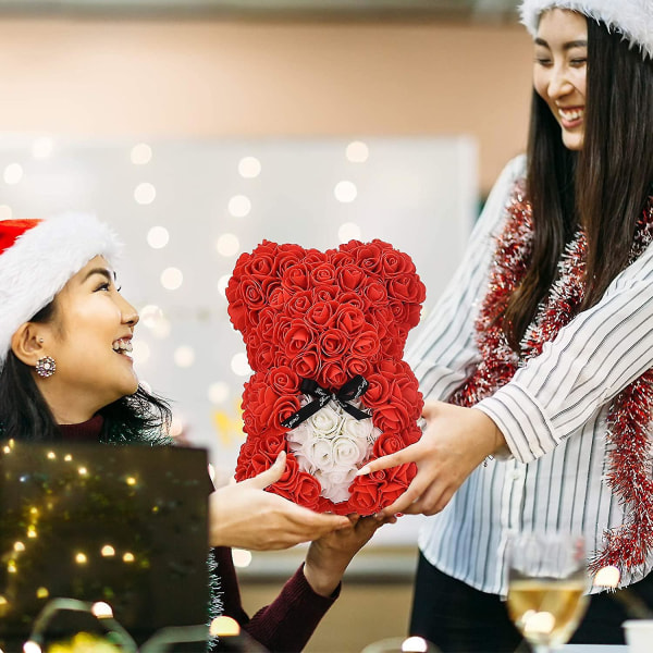 Unikke gaver,rosebjørn,rosebamse i gaveæske - Fødselsdagsgave til kvinder,gaver til mor Fuldt samlet gaveæske (rød)
