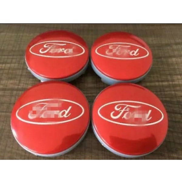 Ford Red Wheel Center Caps Napamerkit Emblem 54mm 4kpl