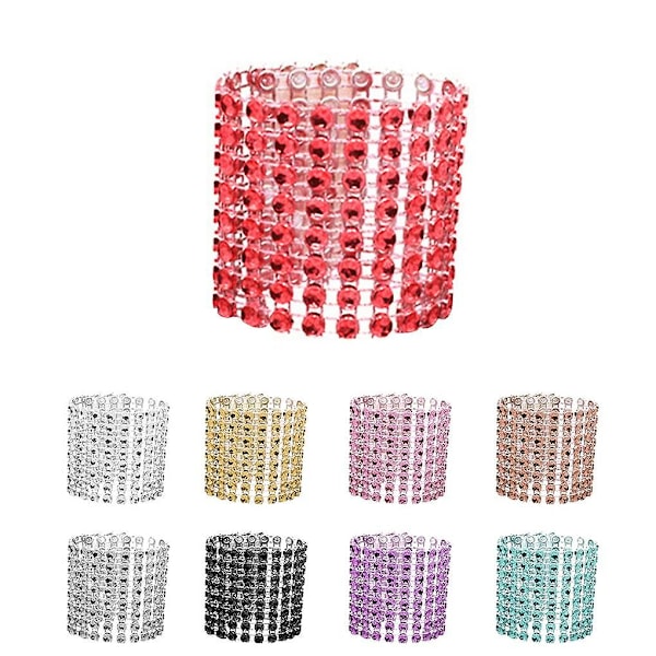 10 stk servietter 8 rader rhinestoneserviettholder