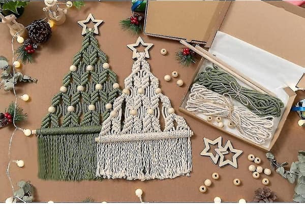Julgrans-DIY-kit, Handgjord Vävd Macrame Julgran