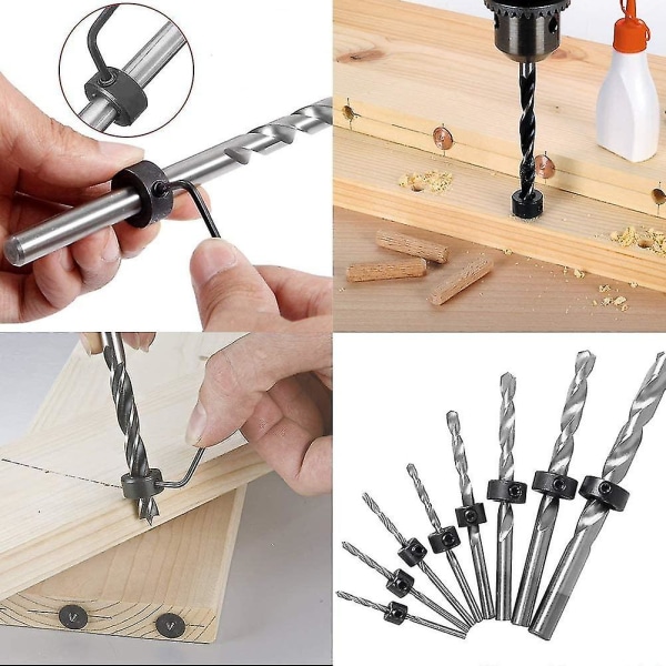 Bor Dybde Stop 8 Stk Dybde Stop Bor Bit Positioner Ring Krave Ring Positioner Med Hex Nøgle Til Bor Bits Konsekvent Boring-3-16mm