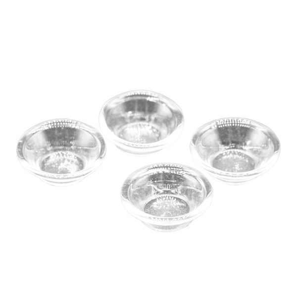 4 stycken glas skålar realistiska miniatyrkit 1/12 skala små