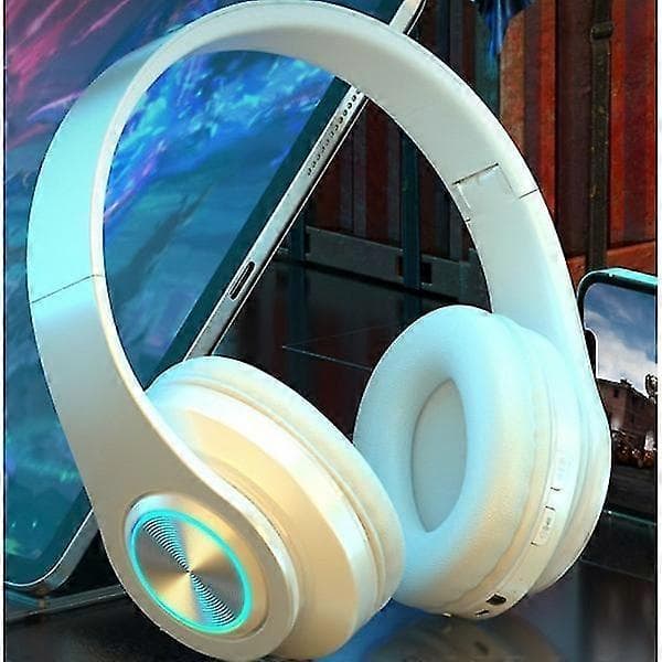 Upplysta Bluetooth-hörlurar (vita)