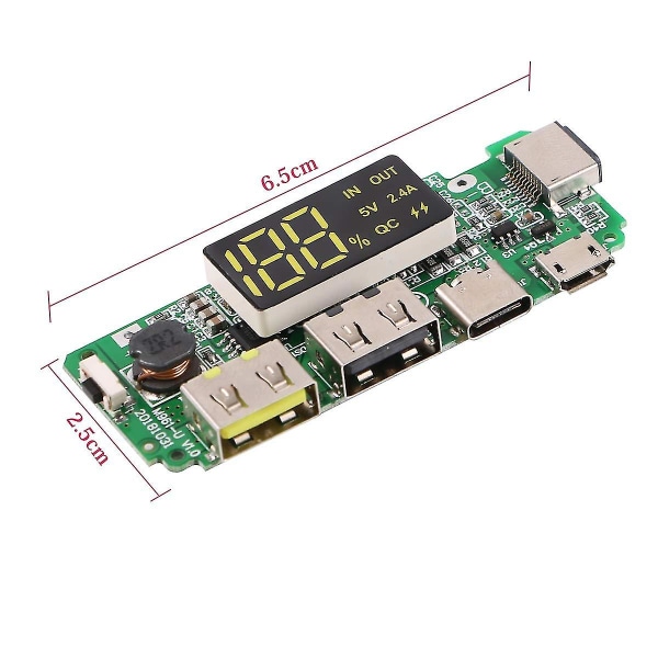 4 stk. 18650 opladningskort Dual Usb 5v 2.4a Mobil Bank Modul 186 50 Lithium Batteri Opladerkort