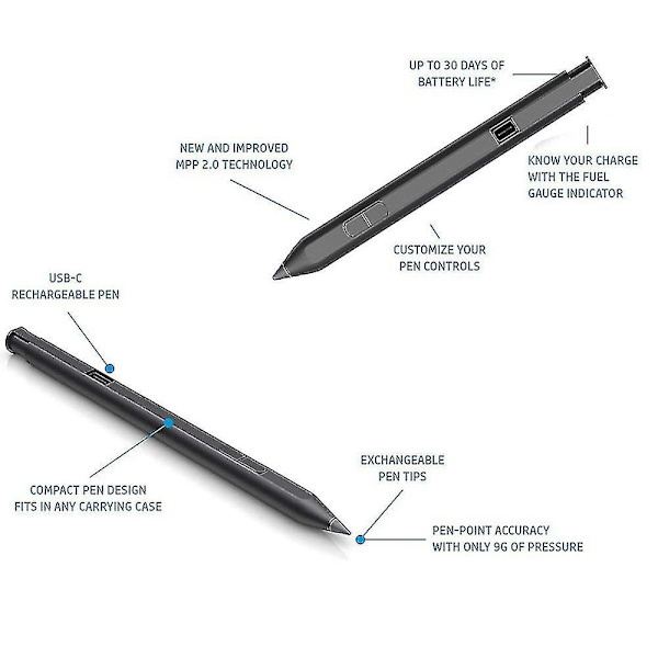 Genopladelig styluspen Mpp 2.0 pen til touchscreen-enheder til X360 Convertible 14 tommer stylus Pe