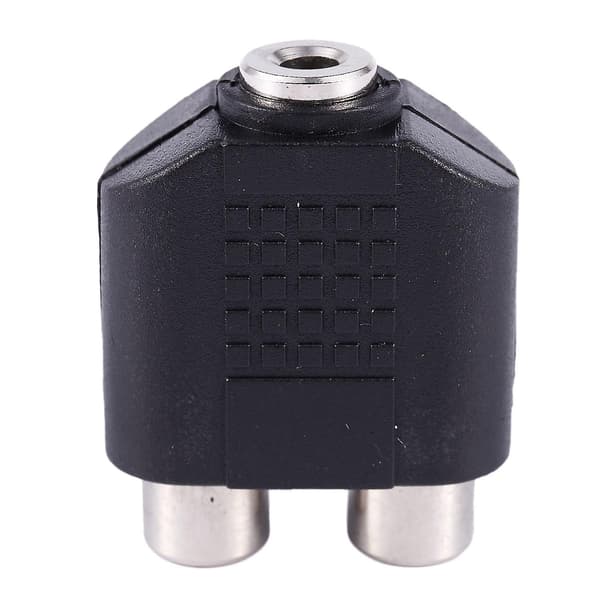 3,5 mm hunstik til dobbelt hunstik RCA-stik AV-adaptersplitter sort