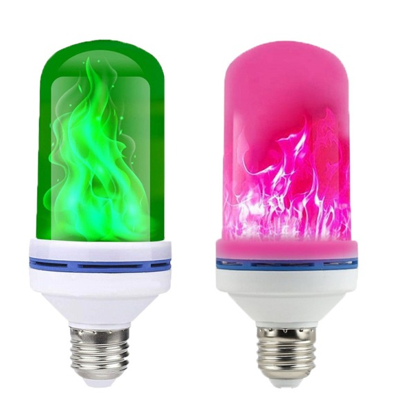 Flammande LED-lampa glödlampa 2-pack green B22