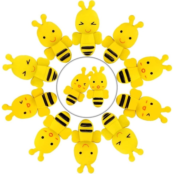 40 stk Crday Mini Bee Eraser Sød Mini Animal Bee Eraser Tegneserie nyhed blyant viskelæder